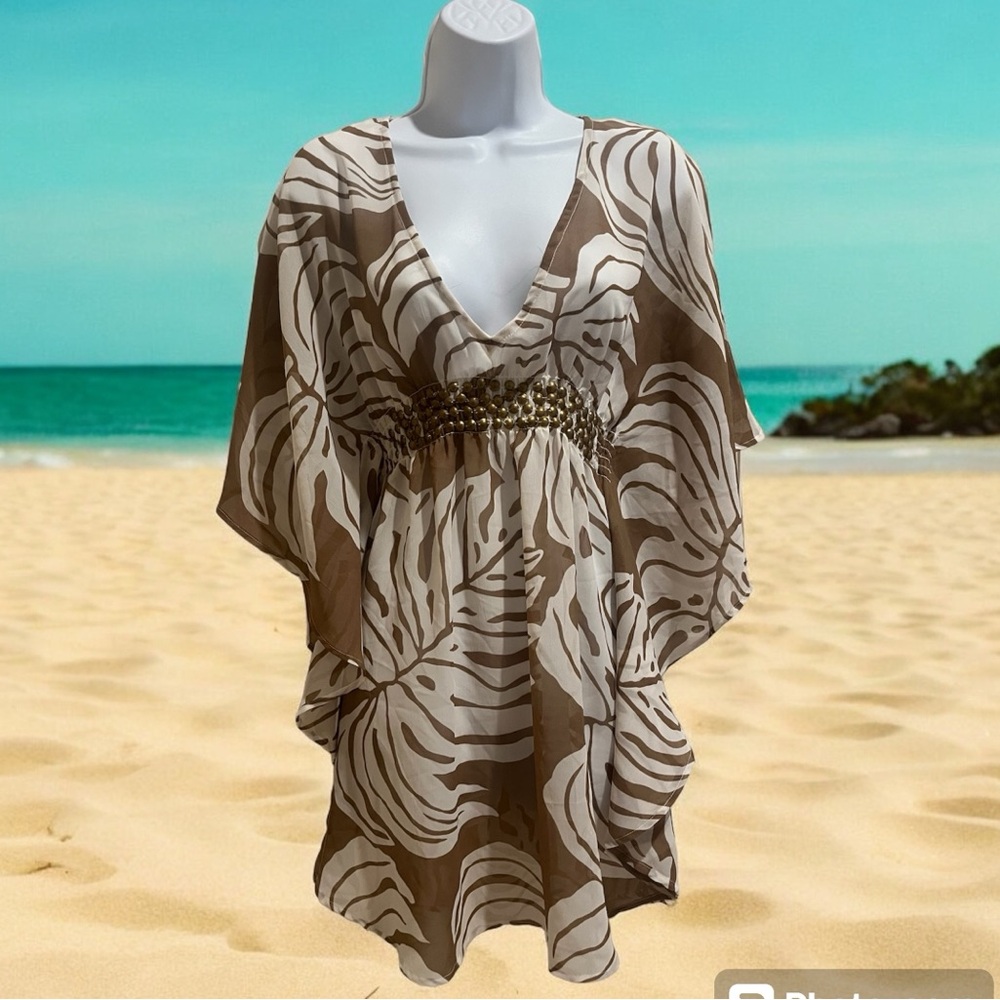CLUB Z leaf print coverup